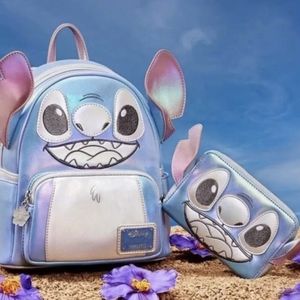 Loungefly Disney100 Platinum Stitch Mini Backpack and Wallet Set